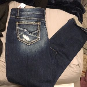 Women’s distressed straight leg jeans